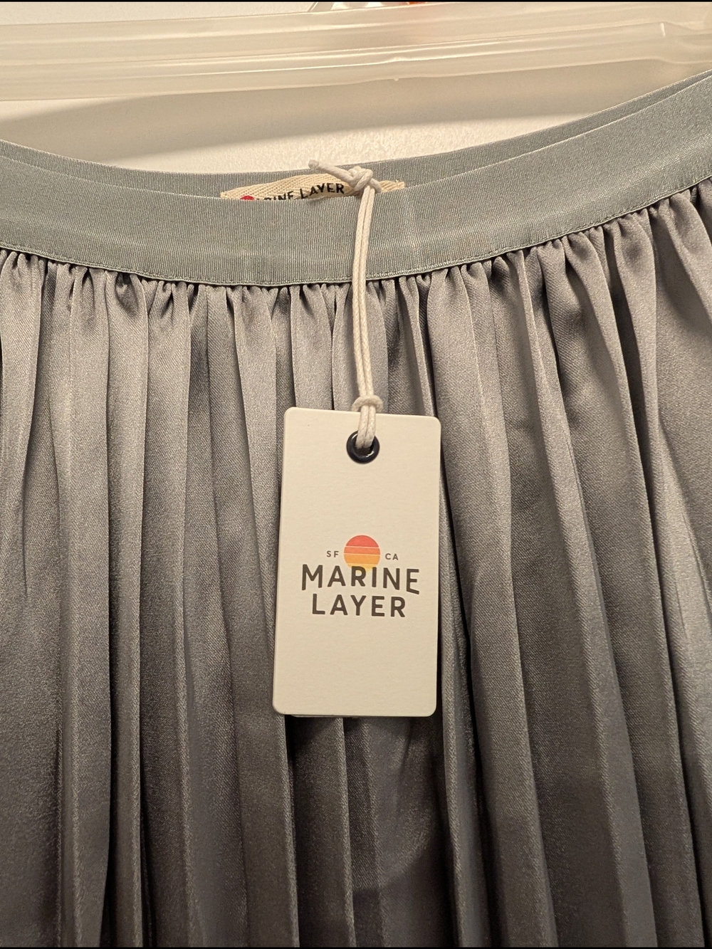 Marine Layer Pleated Maxi Skirt in Silver Satin - Picture 2 of 3